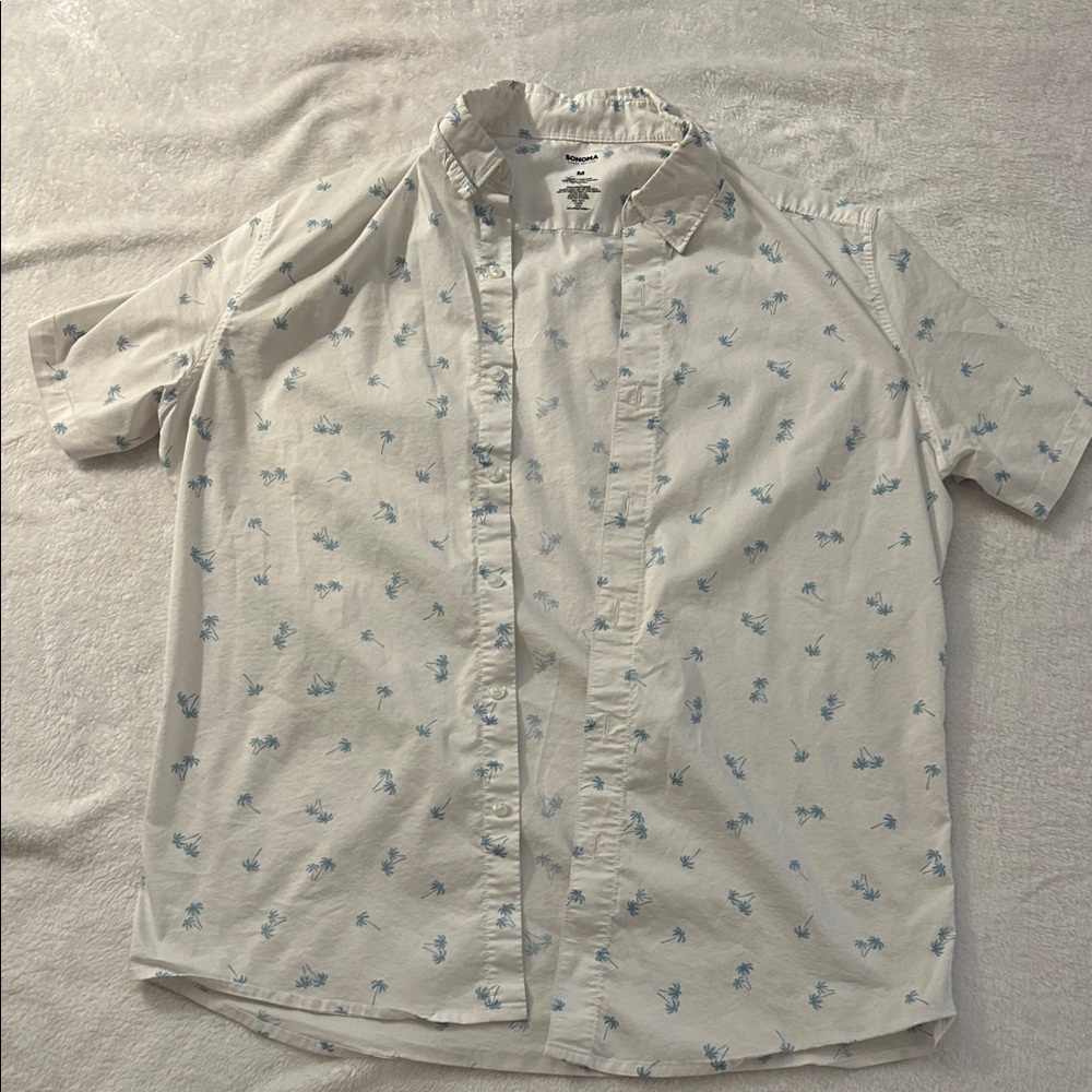 Sonoma Men's Casual Shirt with Blue Floral Design